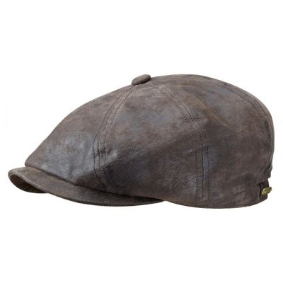 Flat cap - Stetson Hatteras Leather Flat Cap (ruskea)