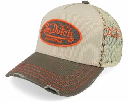 Lippis - Von Dutch Distressed Oval Patch Trucker (beige/ruskea)