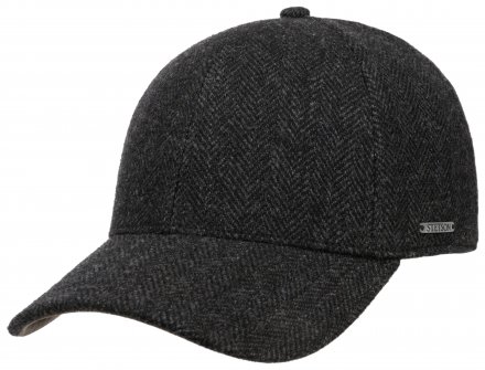 Caps - Stetson Wool Herringbone Baseball Cap (musta)