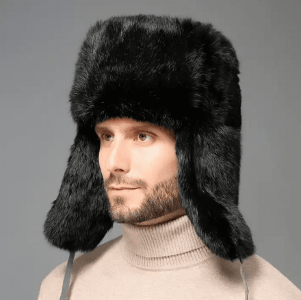 Karvahattu - Trapper Hat with Faux Fur (Musta)