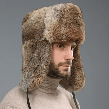 Karvahattu - Trapper Hat with Faux Fur (Ruskea)