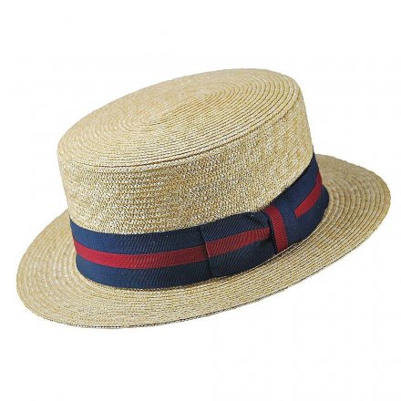 Hatut - Straw Boater Hat Striped Band (luonnollinen väri)