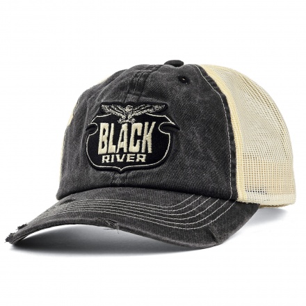 Lippis - Black River Eagle Washed Trucker (musta/kerma)