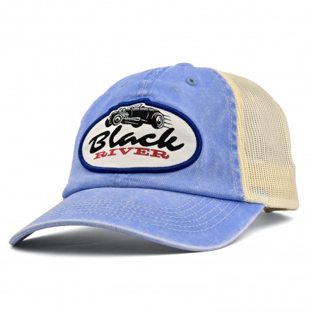 Lippis - Black River Hot Rod Washed Trucker (vaaleansininen/kerma)