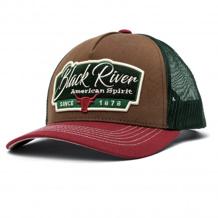 Lippis - Black River Outlaw Trucker (ruskea/vihreä/punainen)