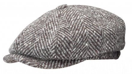 Flat cap - Stetson Hatteras Herringbone (harmaa-ruskea)