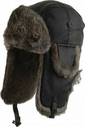 Karvahattu - MJM Trapper Hat Leather with Rabbit Fur (Ruskea)