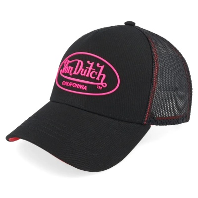 Lippis - Von Dutch Oval Patch Trucker (musta/vaaleanpunainen)