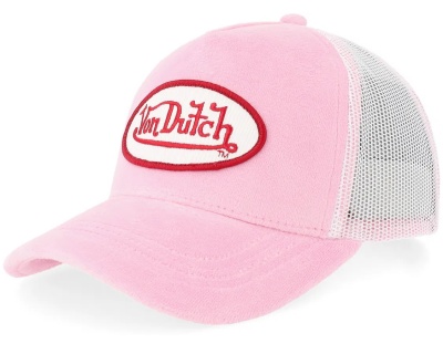 Lippis - Von Dutch Oval Patch Velour Trucker (vaaleanpunainen)