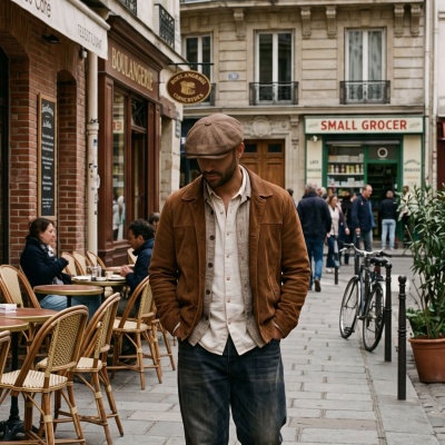 Flat cap - Gårda Vero Linen Newsboy Cap (ruskea)