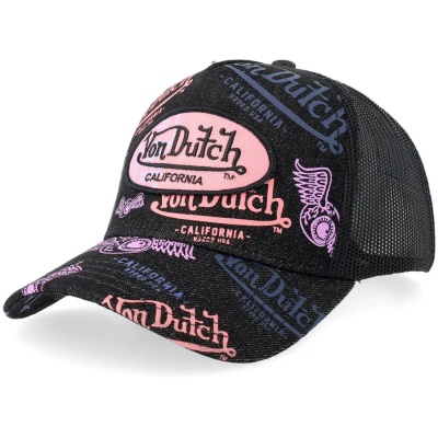Lippis - Von Dutch Oval Patch Text Print Trucker (musta)