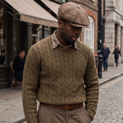 Flat cap - Gårda Vero Linen Newsboy Cap (ruskea)
