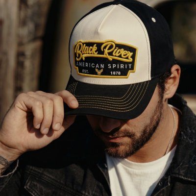 Lippis - Black River Black Yellow Trucker (musta/valkoinen/keltainen)
