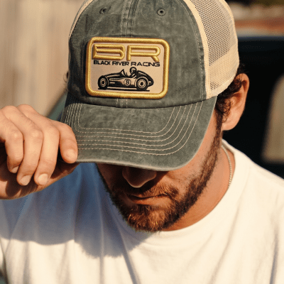 Lippis - Black River Racer Washed Trucker (tumman vihreä/kerma)