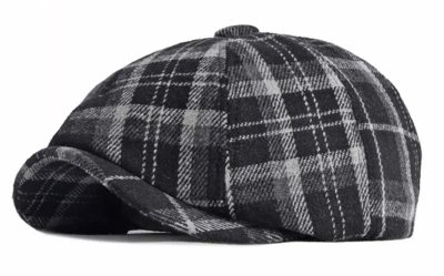 Flat cap - Gårda Lambley Newsboy Cap (musta/valkoinen)