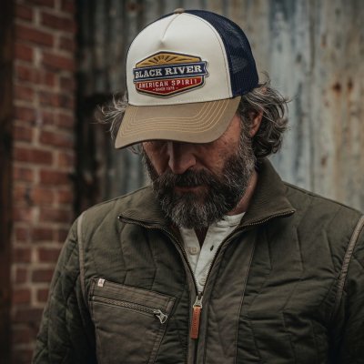 Lippis - Black River Beacon Trucker (luonnonvalkoinen/sininen/vihreä)