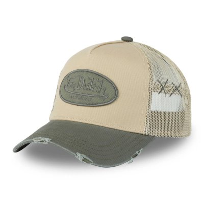Lippis - Von Dutch Oval Patch Trucker (beige/vihreä)
