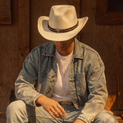 Hatut - Gårda Santaquin Crushable Wool felt Western hat (valkoinen)