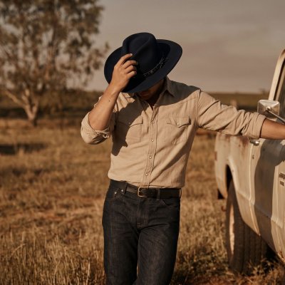 Hatut - Gårda Bowmont Crushable Wool felt Western hat (sininen)