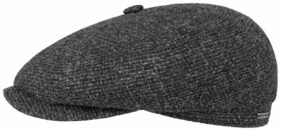 Flat cap - Stetson Hatteras Wool Rough (antrasiitti)