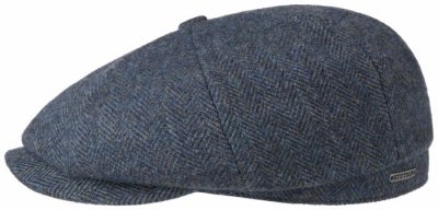 Flat cap - Stetson Hatteras Wool Herringbone (sininen)