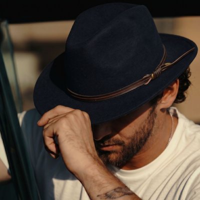 Hatut - Gårda Vicenza Crushable Wool felt Fedora (sininen)