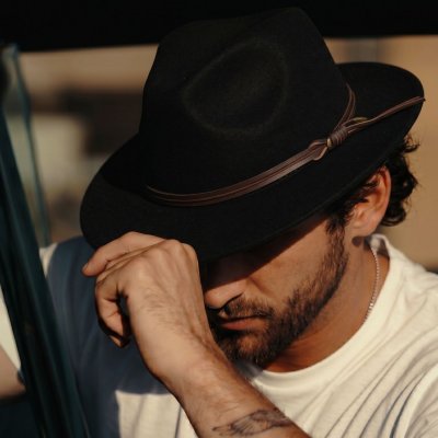 Hatut - Gårda Vicenza Crushable Wool felt Fedora (musta)