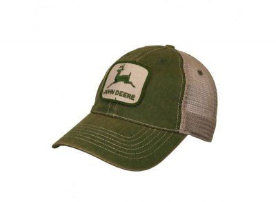 Lippis - John Deere Stone Washed Logo Cap (Vihreä/norsunluu)