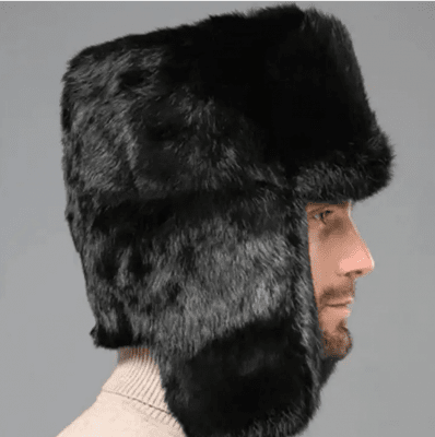 Karvahattu - Trapper Hat with Faux Fur (Musta)