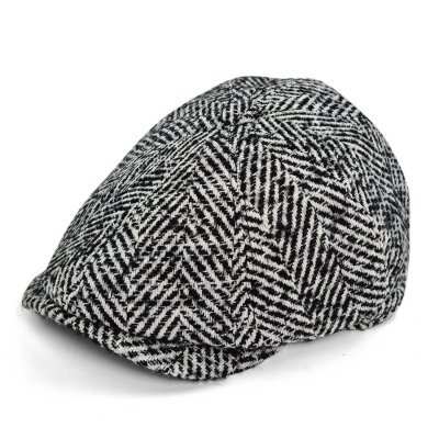 Flat cap - Gårda Coulter Newsboy (musta/valkoinen)