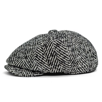 Flat cap - Gårda Coulter Newsboy (musta/valkoinen)
