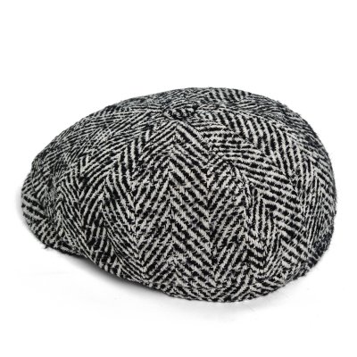 Flat cap - Gårda Coulter Newsboy (musta/valkoinen)