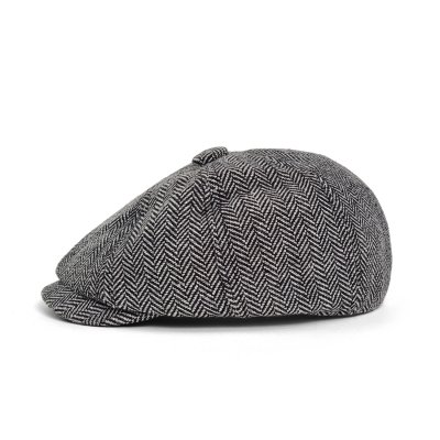Flat cap - Gårda Digby Children's Newsboy Cap (musta/valkoinen)