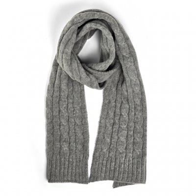 Huivit - Gårda Sölden Cable Knit Wool Mix Scarf (harmaa)