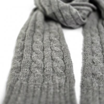 Huivit - Gårda Sölden Cable Knit Wool Mix Scarf (harmaa)