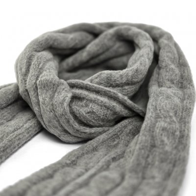 Huivit - Gårda Sölden Cable Knit Wool Mix Scarf (harmaa)
