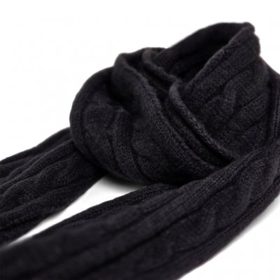 Huivit - Gårda Sölden Cable Knit Wool Mix Scarf (musta)