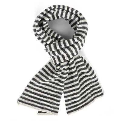 Huivit - Gårda Engelberg Striped Wool Mix Scarf (tumman harmaa/valkoinen)