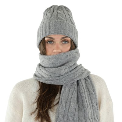Huivit - Gårda Sölden Cable Knit Wool Mix Scarf (harmaa)