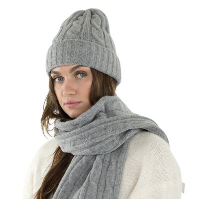 Huivit - Gårda Sölden Cable Knit Wool Mix Scarf (harmaa)