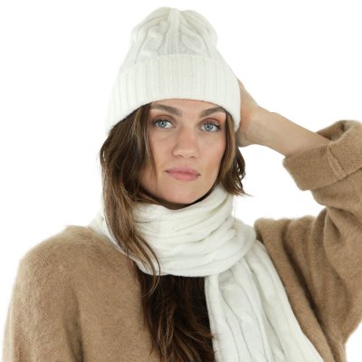 Huivit - Gårda Sölden Cable Knit Wool Mix Scarf (valkoinen)