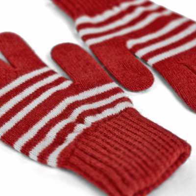 Käsineet - Gårda Cavalese Knitted Wool Mix Gloves (punainen/valkoinen)