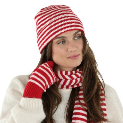 Käsineet - Gårda Cavalese Knitted Wool Mix Gloves (punainen/valkoinen)