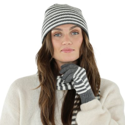 Käsineet - Gårda Cavalese Knitted Wool Mix Gloves (harmaa/valkoinen)