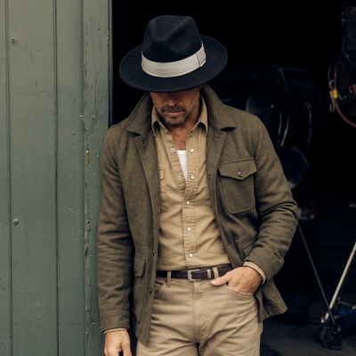 Hatut - Gårda Volterra Fedora Wool Hat (tummansininen/luonnonvalkoinen)