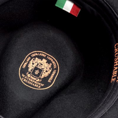 Hatut - Gårda Belluno Crushable Wool felt Fedora (musta)