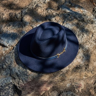 Hatut - Gårda Braga Wool felt Fedora (tummansininen)