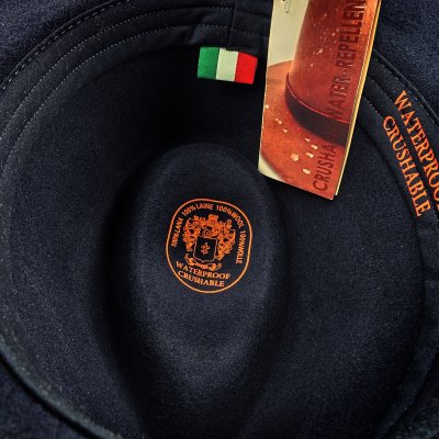 Hatut - Gårda Braga Wool felt Fedora (tummansininen)