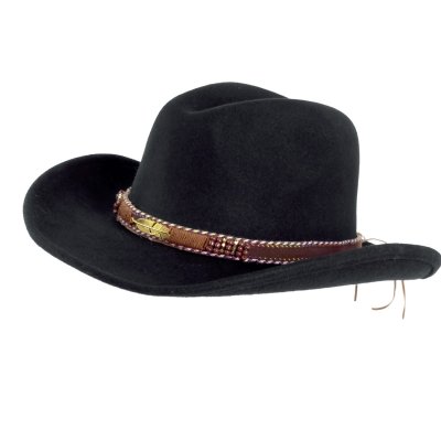 Hatut - Gårda Toquerville Crushable Wool felt Western hat (musta)