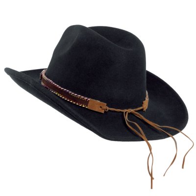 Hatut - Gårda Toquerville Crushable Wool felt Western hat (musta)